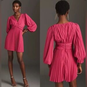 Anthropologie Aureta NWOT Pink Pleated Mini Dress